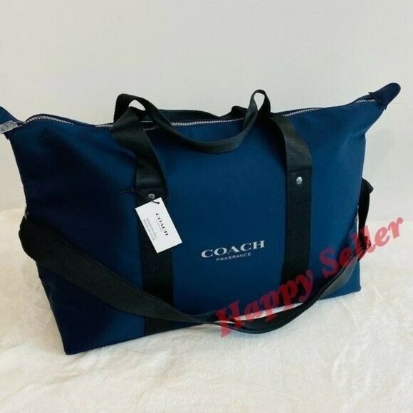 Coach Duffel Bag Gym Weekender Travel Holdall Navy Blue Nautical Carryon New - Picture 1 of 9